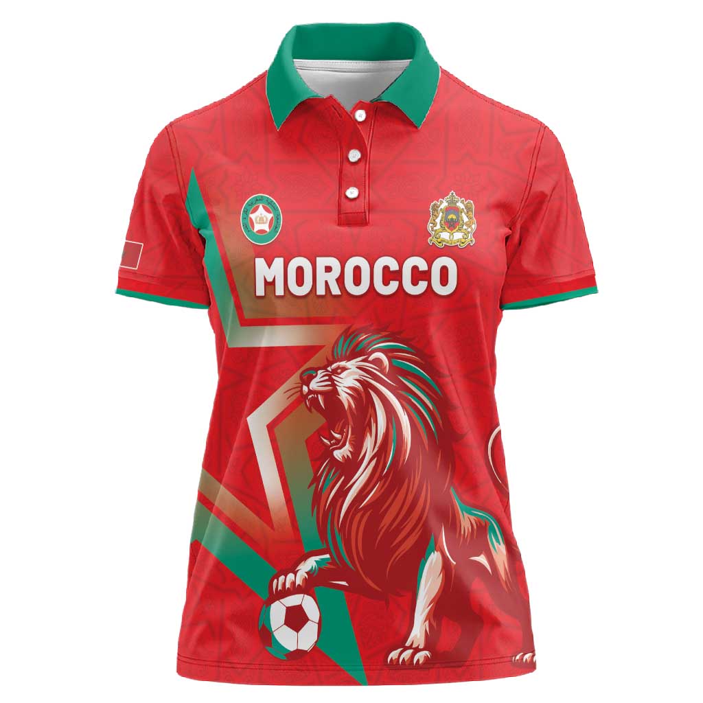 Custom Morocco WC Football 2026 Women Polo Shirt Go Champions Lion Spirit - African Pride