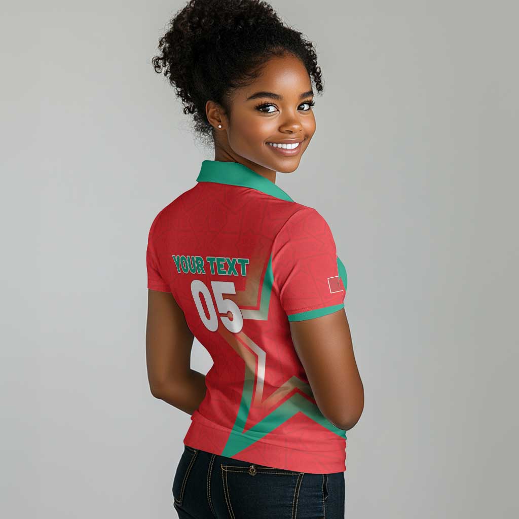 Custom Morocco WC Football 2026 Women Polo Shirt Go Champions Lion Spirit - African Pride