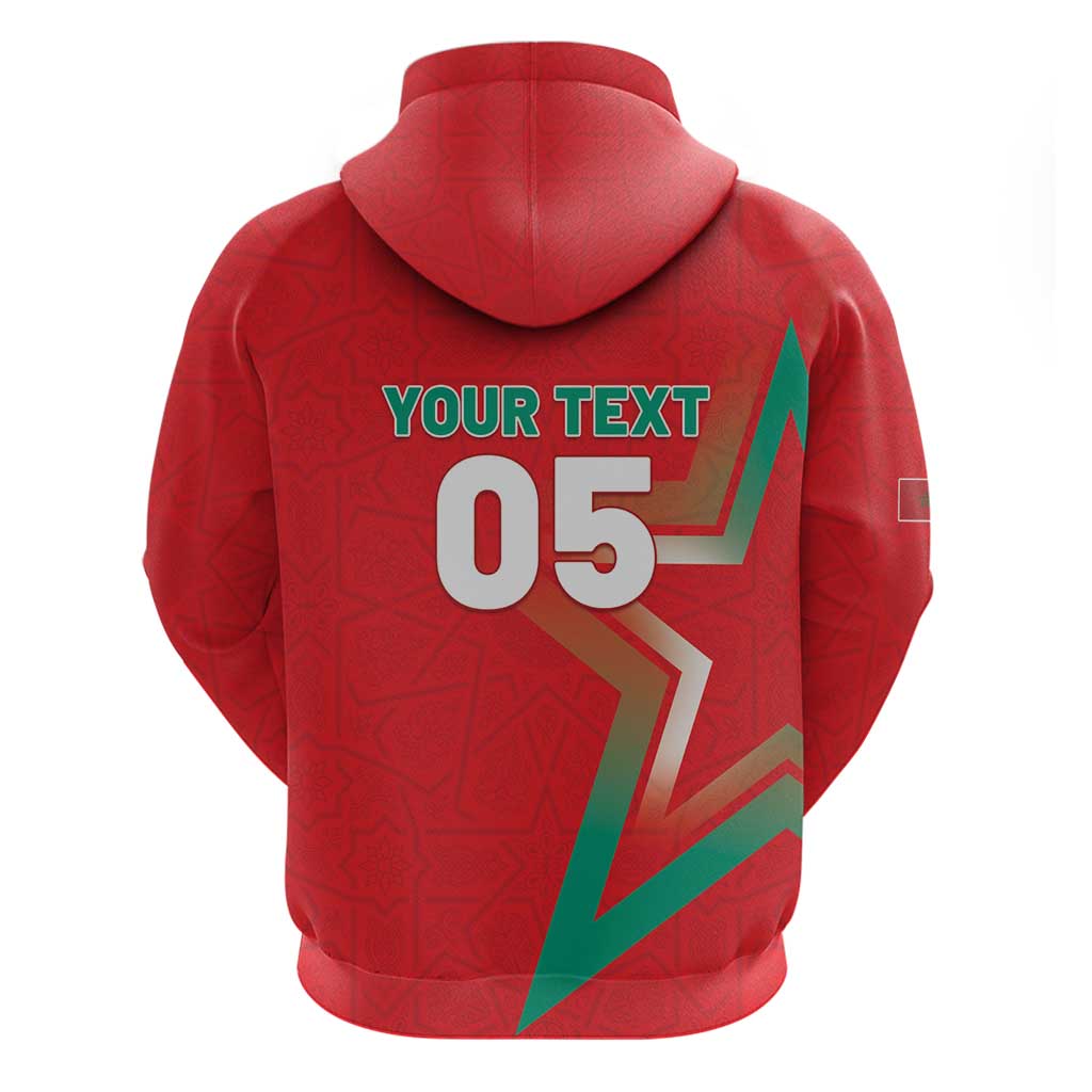 Custom Morocco WC Football 2026 Zip Hoodie Go Champions Lion Spirit - African Pride