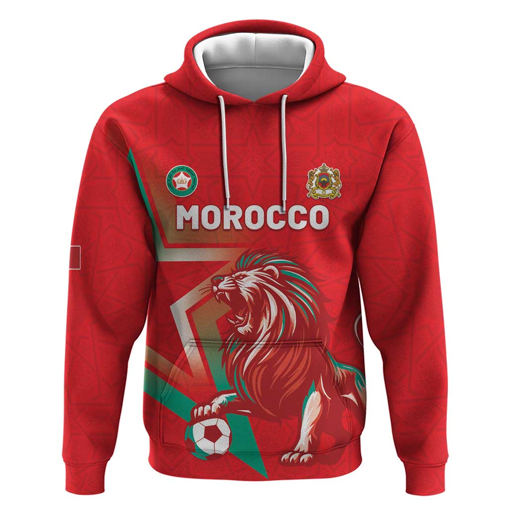 Custom Morocco WC Football 2026 Zip Hoodie Go Champions Lion Spirit - African Pride