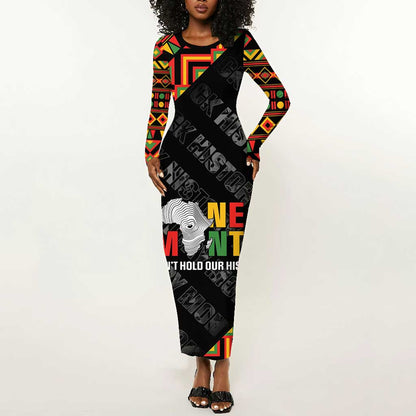 Black History Month Long Sleeve Bodycon Dress One Month Can't Hold Our History LT05