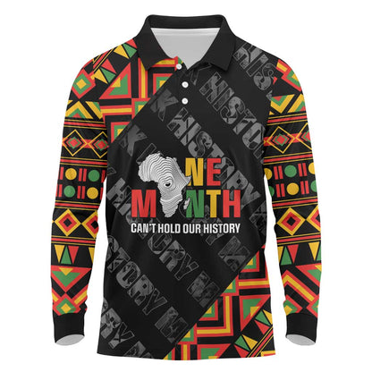 Black History Month Long Sleeve Polo Shirt One Month Can't Hold Our History