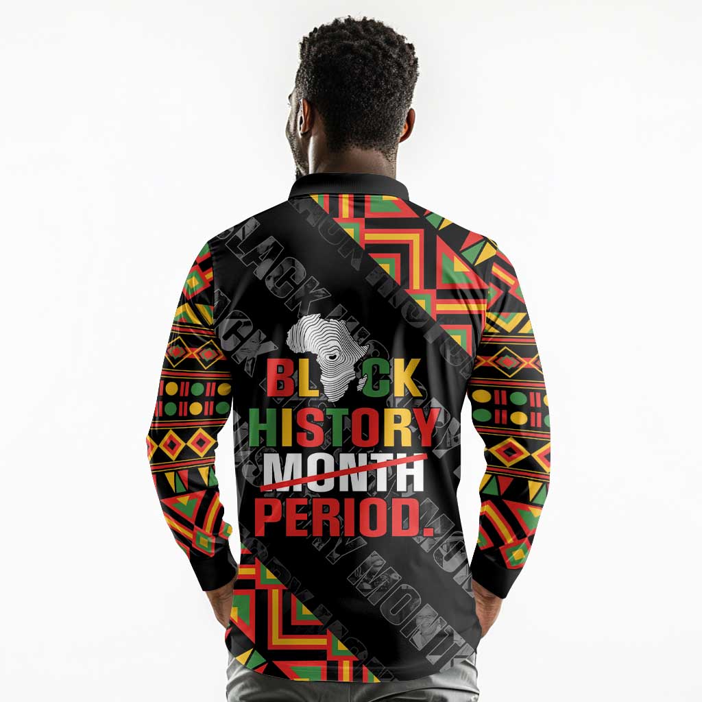 Black History Month Long Sleeve Polo Shirt One Month Can't Hold Our History