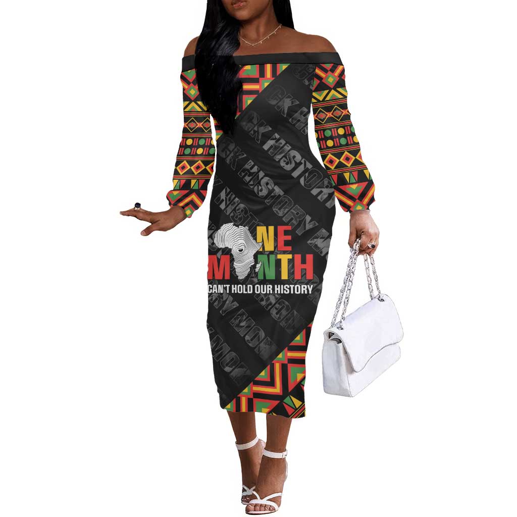 Black History Month Off The Shoulder Long Sleeve Dress One Month Can't Hold Our History