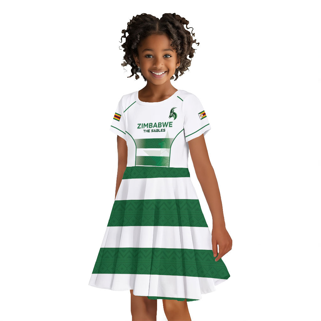 Custom Zimbabwe Sables Rugby Kid Short Sleeve Dress Sporty Style