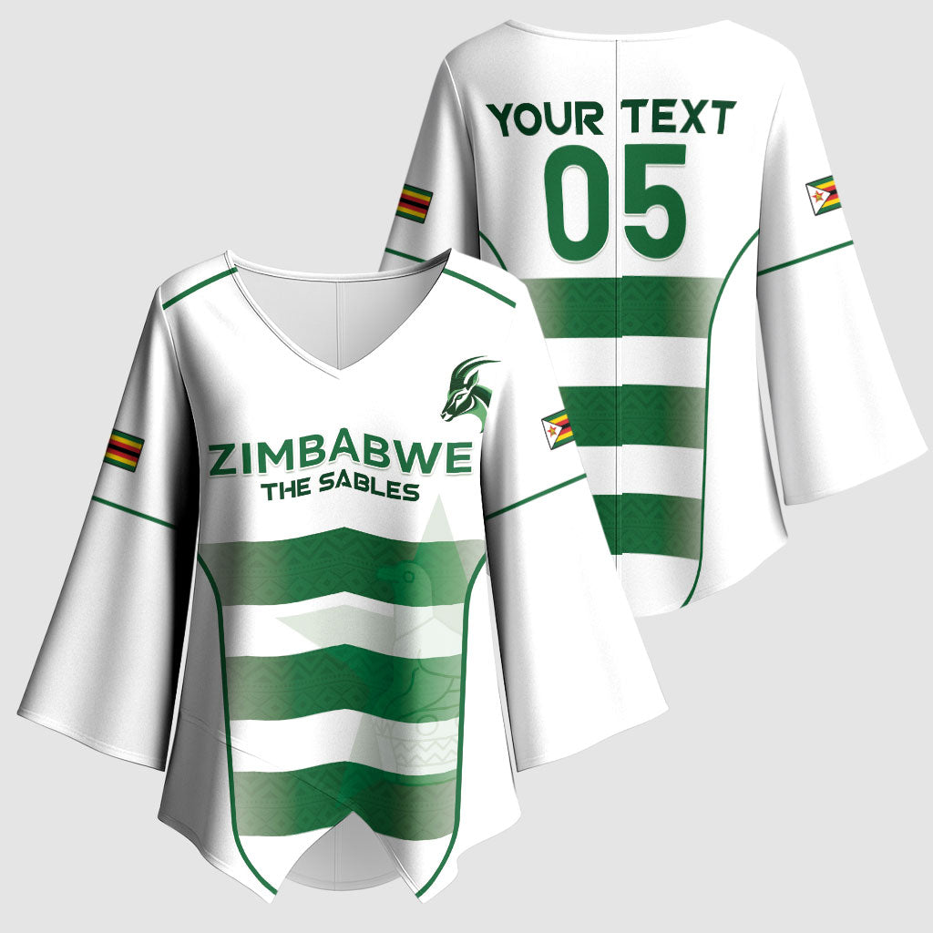 Custom Zimbabwe Sables Rugby Kimono Sleeve Blouse Sporty Style