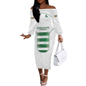 Custom Zimbabwe Sables Rugby Off The Shoulder Long Sleeve Dress Sporty Style