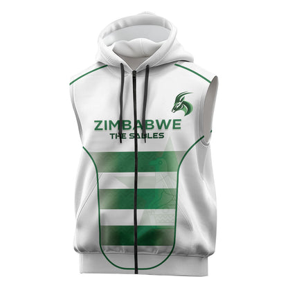 Custom Zimbabwe Sables Rugby Sleeveless Zip Hoodie Sporty Style