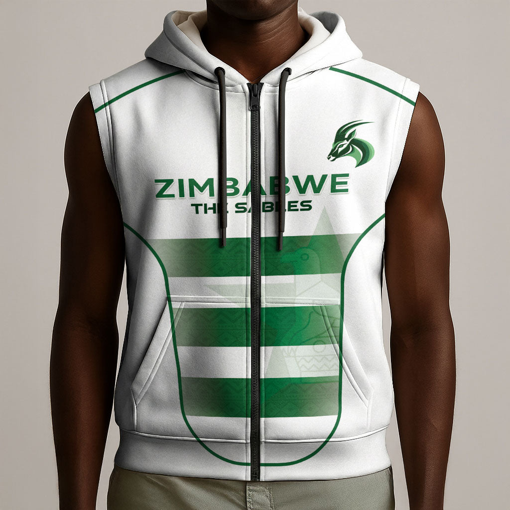 Custom Zimbabwe Sables Rugby Sleeveless Zip Hoodie Sporty Style