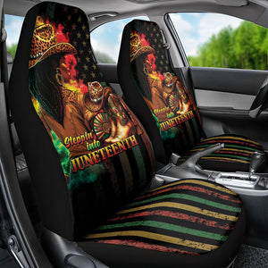 Steppin' into Juneteenth 1865 Car Seat Cover Melanin Cowgirl Grunge Style