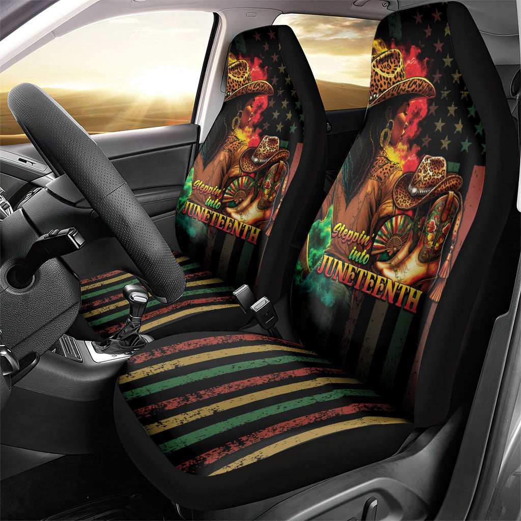 Steppin' into Juneteenth 1865 Car Seat Cover Melanin Cowgirl Grunge Style