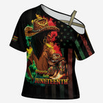 Steppin' into Juneteenth 1865 Cross Shoulder Shirt Melanin Cowgirl Grunge Style