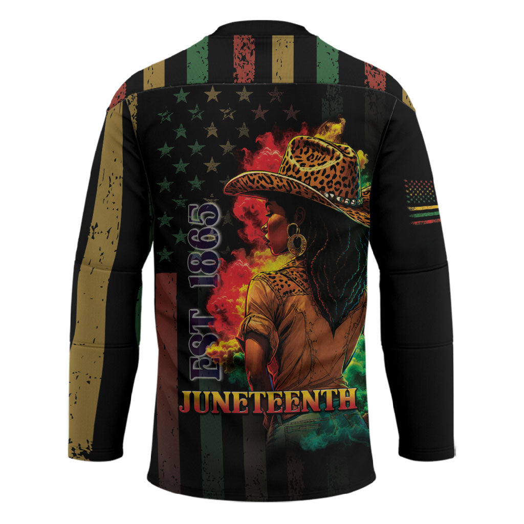 Steppin' into Juneteenth 1865 Hockey Jersey Melanin Cowgirl Grunge Style
