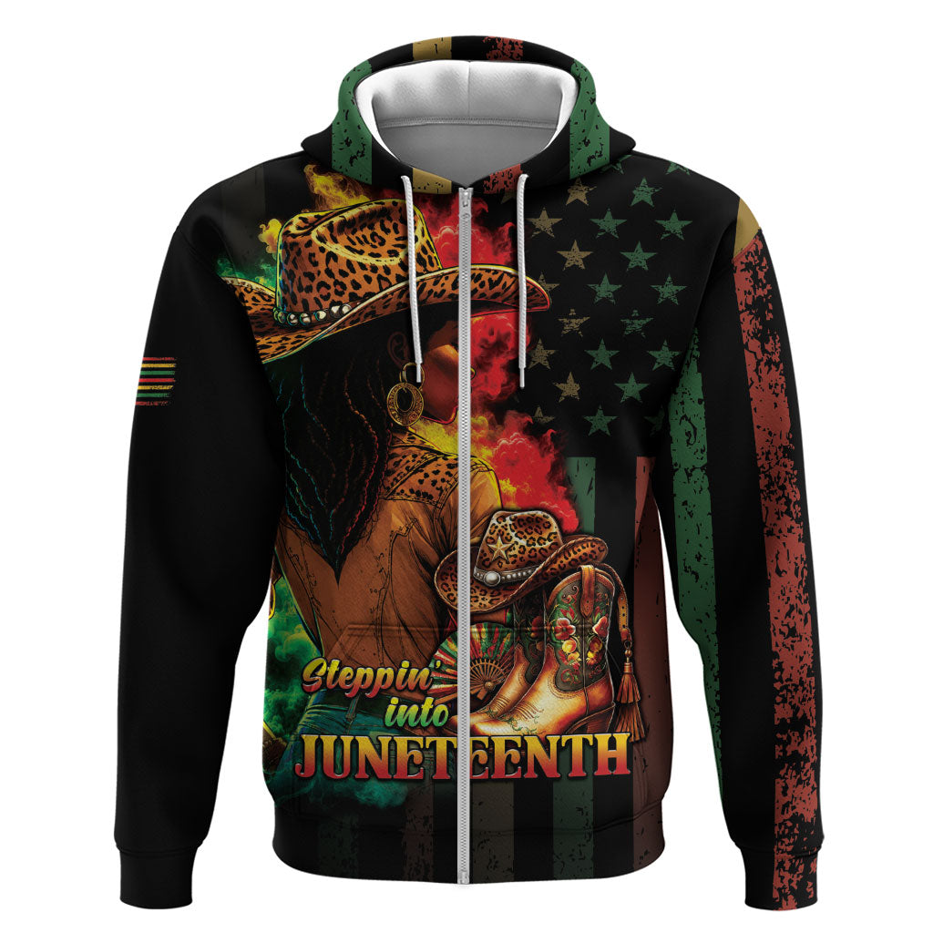 Steppin' into Juneteenth 1865 Hoodie Melanin Cowgirl Grunge Style