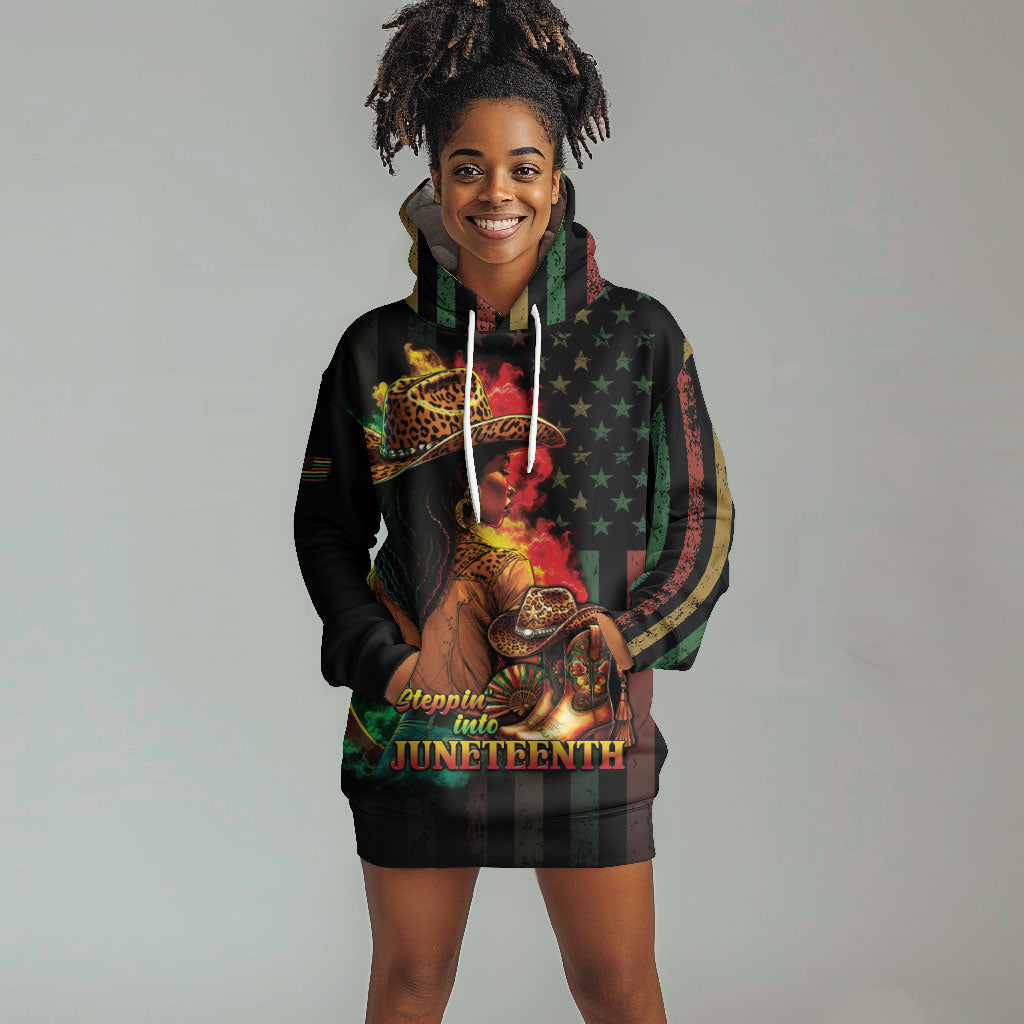 Steppin' into Juneteenth 1865 Hoodie Dress Melanin Cowgirl Grunge Style