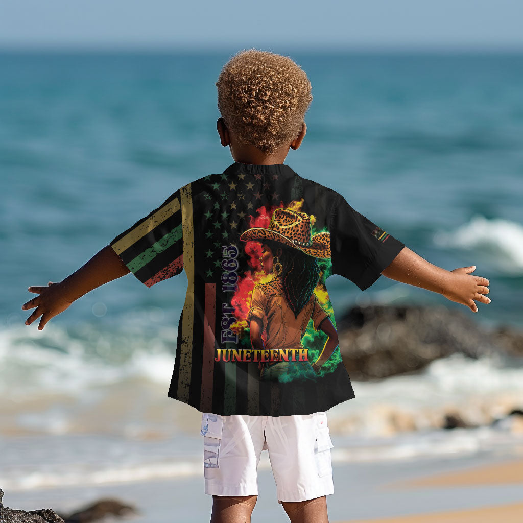 Steppin' into Juneteenth 1865 Kid Hawaiian Shirt Melanin Cowgirl Grunge Style
