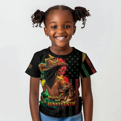 Steppin' into Juneteenth 1865 Kid T shirt Melanin Cowgirl Grunge Style