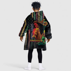 Steppin' into Juneteenth 1865 Kid Wearable Blanket Hoodie Melanin Cowgirl Grunge Style