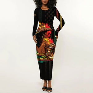 Steppin' into Juneteenth 1865 Long Sleeve Bodycon Dress Melanin Cowgirl Grunge Style