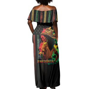 Steppin' into Juneteenth 1865 Off Shoulder Maxi Dress Melanin Cowgirl Grunge Style