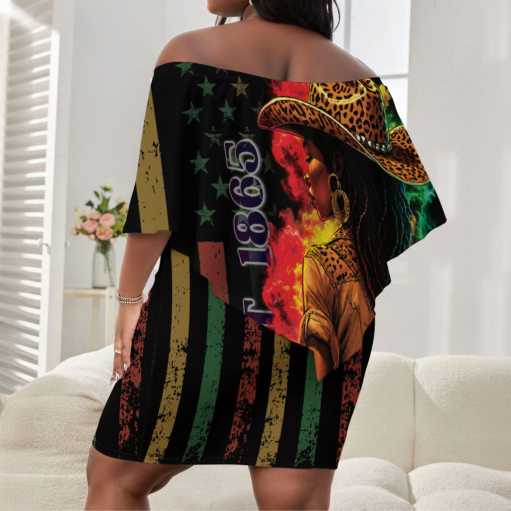 Steppin' into Juneteenth 1865 Off Shoulder Short Dress Melanin Cowgirl Grunge Style