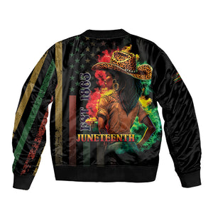 Steppin' into Juneteenth 1865 Sleeve Zip Bomber Jacket Melanin Cowgirl Grunge Style