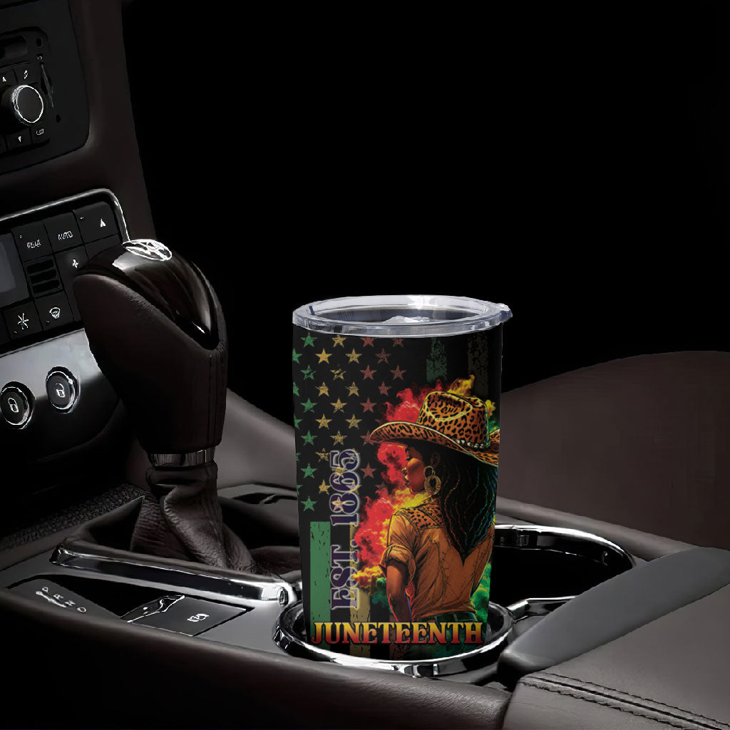 Steppin' into Juneteenth 1865 Tumbler Cup Melanin Cowgirl Grunge Style