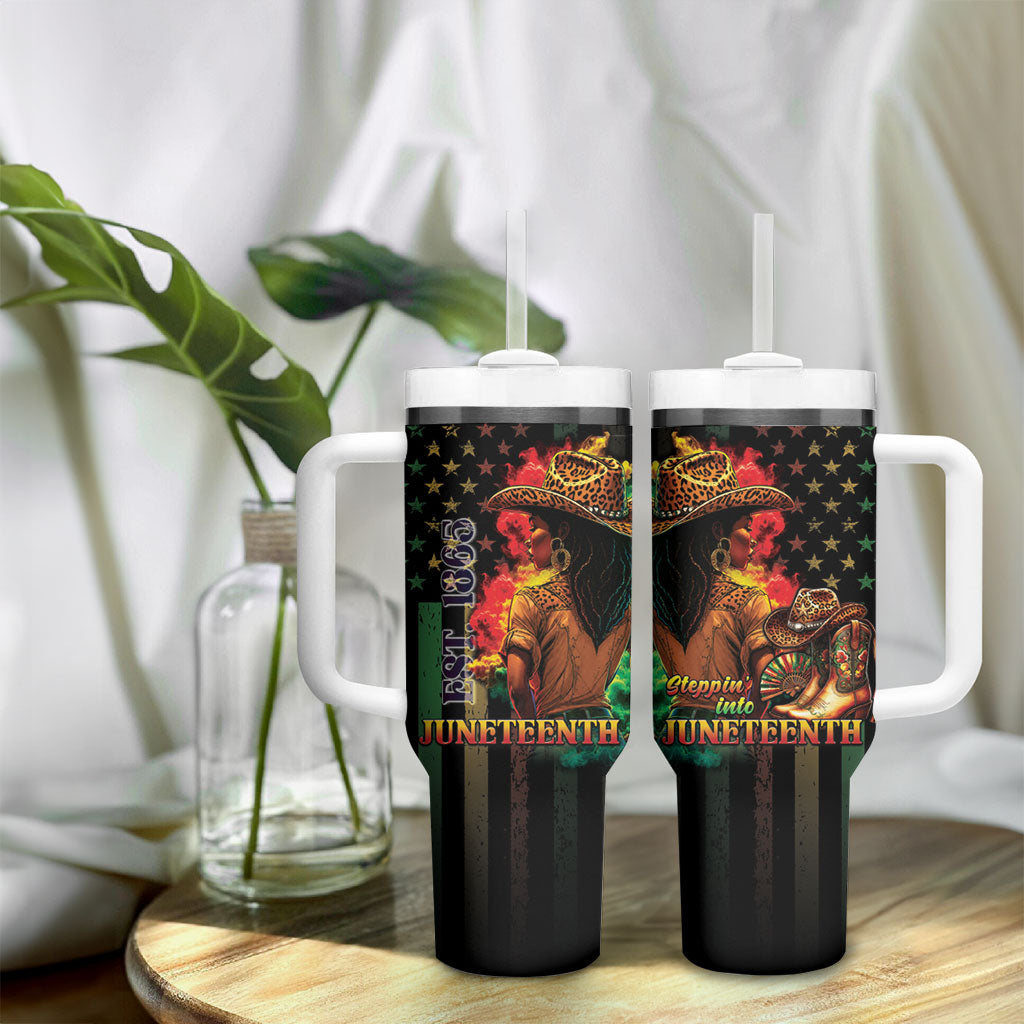 Steppin' into Juneteenth 1865 Tumbler With Handle Melanin Cowgirl Grunge Style