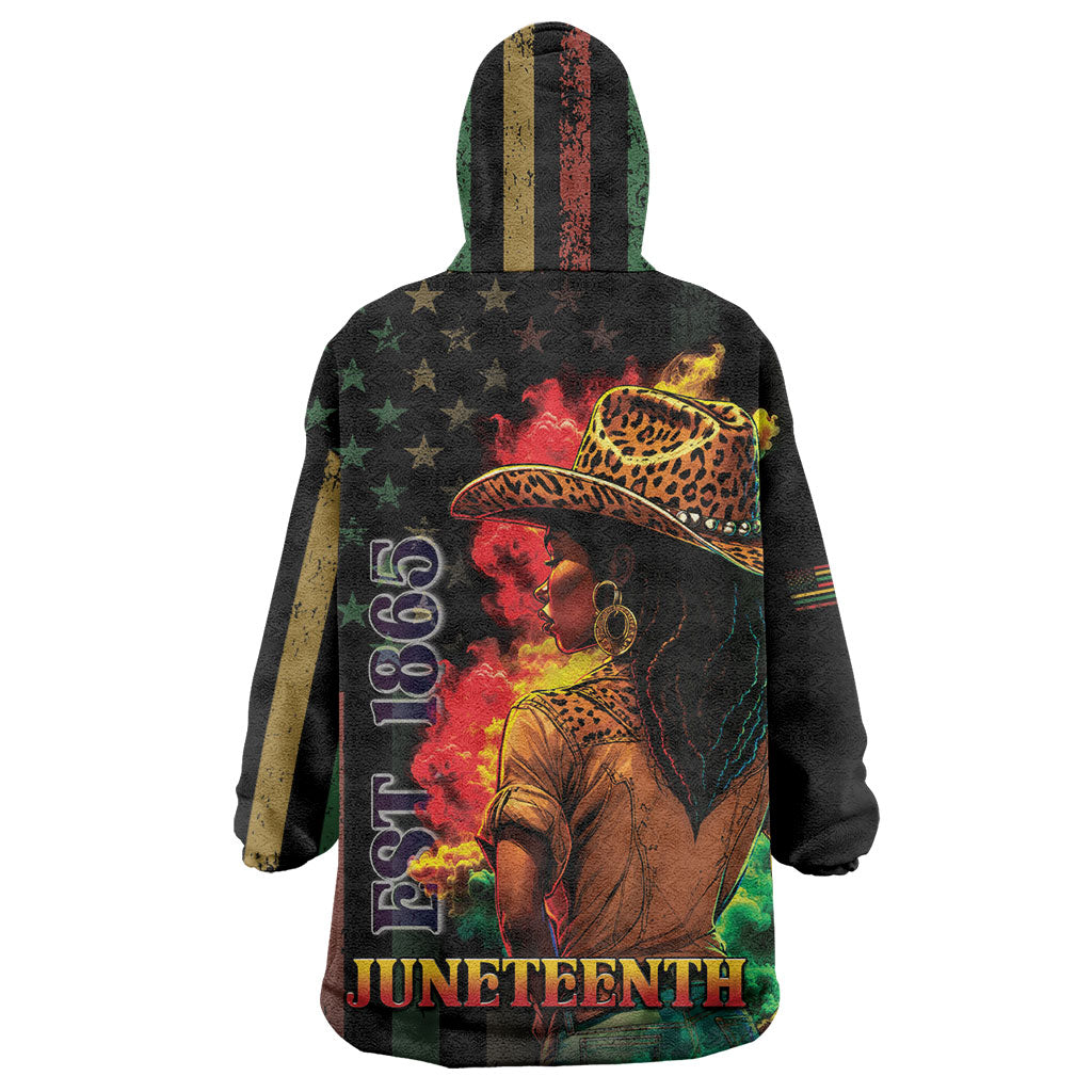 Steppin' into Juneteenth 1865 Wearable Blanket Hoodie Melanin Cowgirl Grunge Style