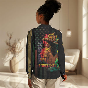 Steppin' into Juneteenth 1865 Women Casual Shirt Melanin Cowgirl Grunge Style