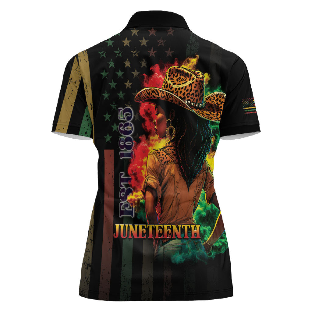 Steppin' into Juneteenth 1865 Women Polo Shirt Melanin Cowgirl Grunge Style