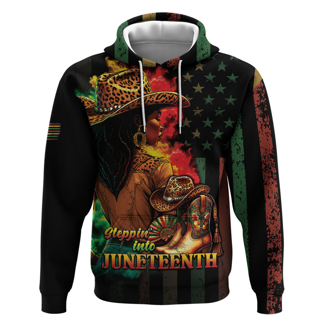 Steppin' into Juneteenth 1865 Zip Hoodie Melanin Cowgirl Grunge Style