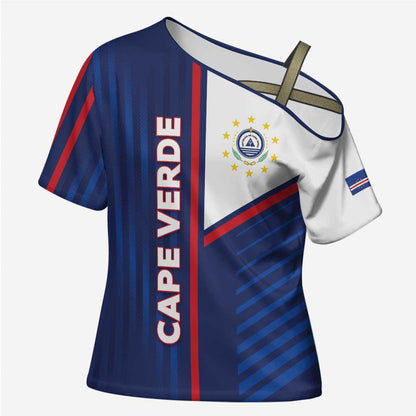 Custom Cape Verde Football Cross Shoulder Shirt Unique Style