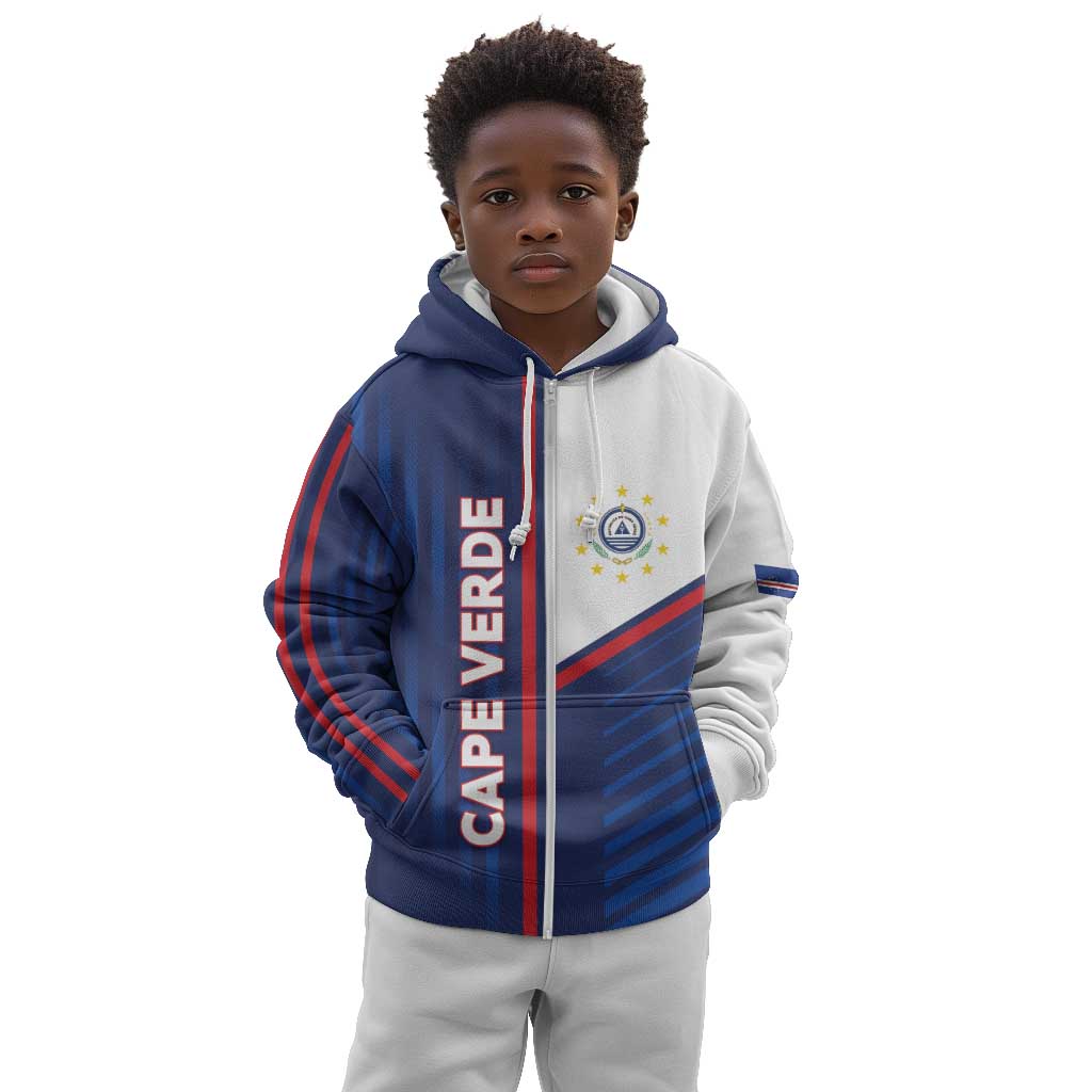 Custom Cape Verde Football Kid Hoodie Unique Style - African Pride