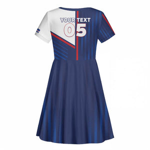 Custom Cape Verde Football Kid Short Sleeve Dress Unique Style - African Pride