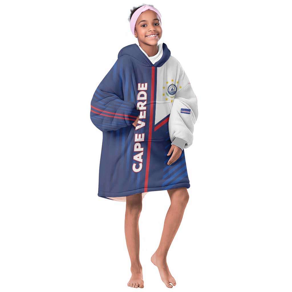 Custom Cape Verde Football Kid Wearable Blanket Hoodie Unique Style - African Pride