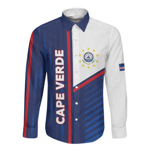 Custom Cape Verde Football Long Sleeve Button Shirt Unique Style - African Pride
