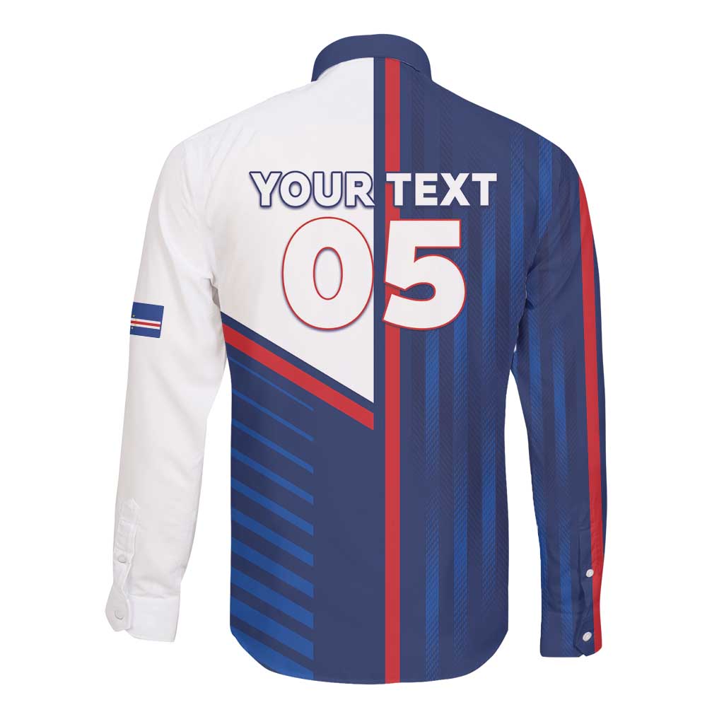 Custom Cape Verde Football Long Sleeve Button Shirt Unique Style - African Pride