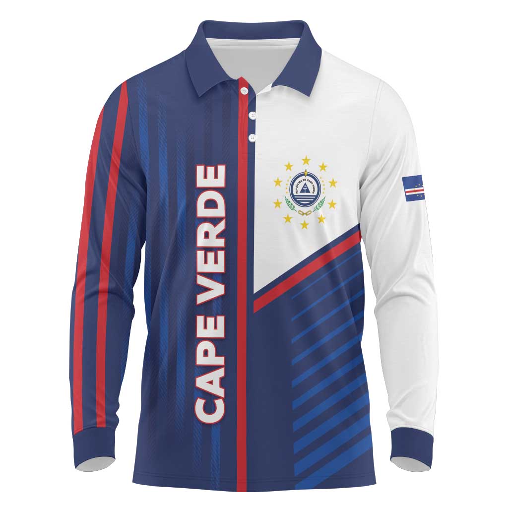 Custom Cape Verde Football Long Sleeve Polo Shirt Unique Style - African Pride