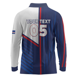 Custom Cape Verde Football Long Sleeve Polo Shirt Unique Style - African Pride