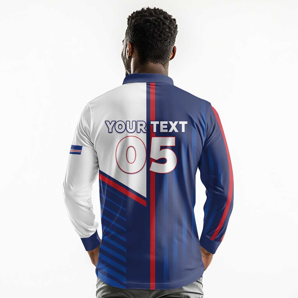 Custom Cape Verde Football Long Sleeve Polo Shirt Unique Style - African Pride