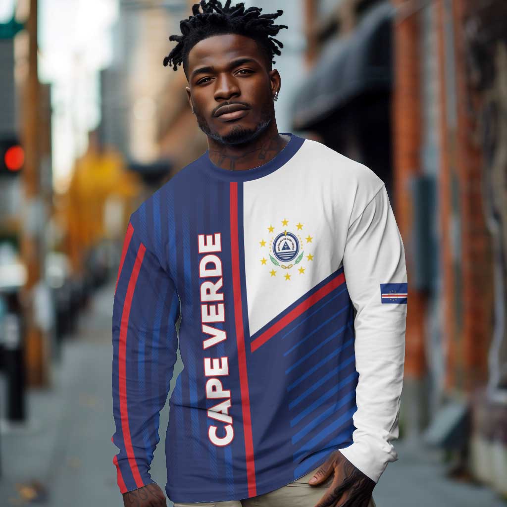 Custom Cape Verde Football Long Sleeve Shirt Unique Style - African Pride
