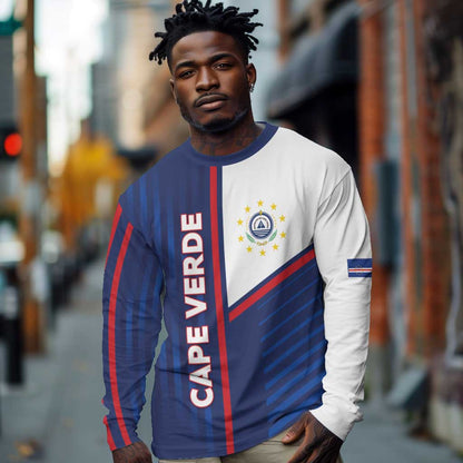 Custom Cape Verde Football Long Sleeve Shirt Unique Style - African Pride