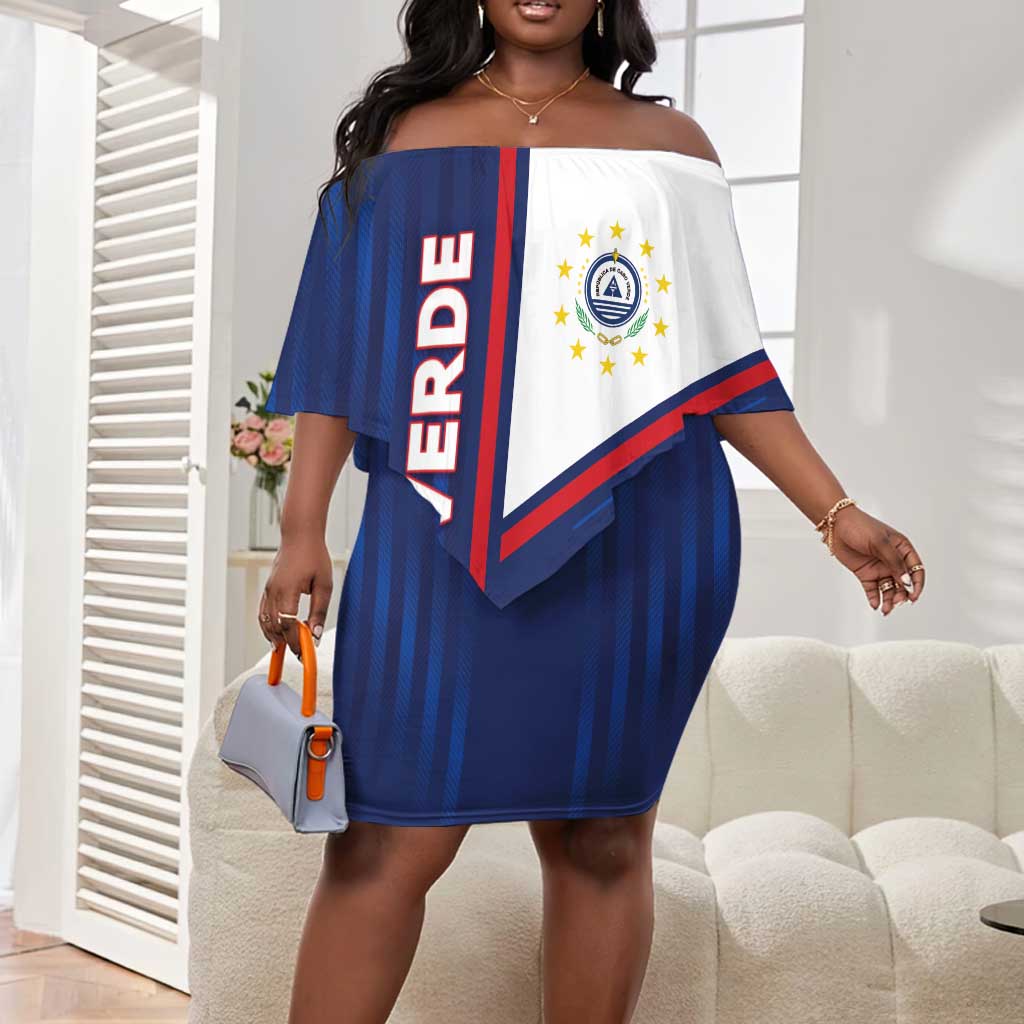 Custom Cape Verde Football Off Shoulder Short Dress Unique Style - African Pride