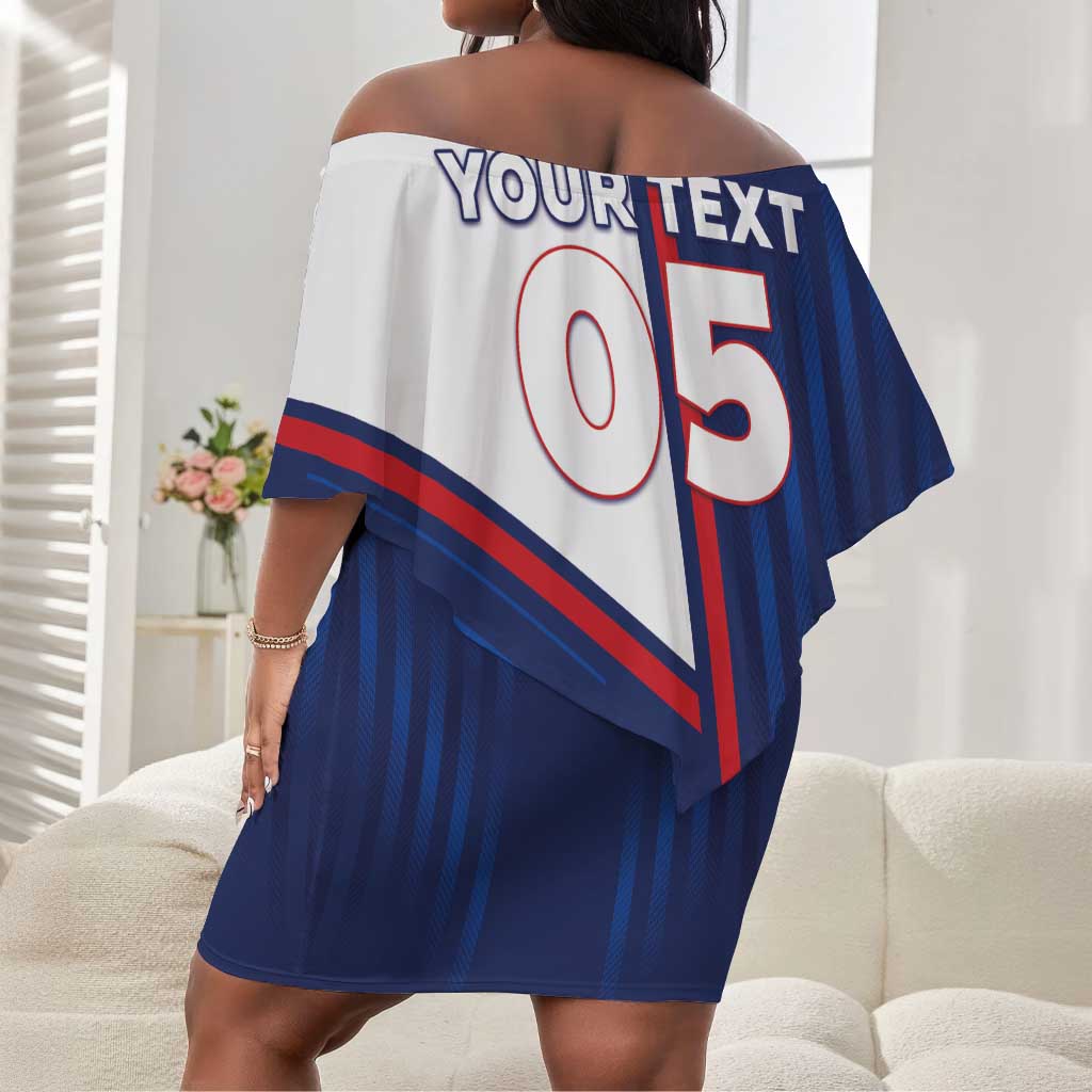 Custom Cape Verde Football Off Shoulder Short Dress Unique Style - African Pride