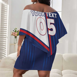 Custom Cape Verde Football Off Shoulder Short Dress Unique Style - African Pride