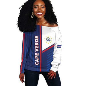 Custom Cape Verde Football Off Shoulder Sweater Unique Style - African Pride