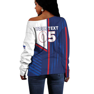 Custom Cape Verde Football Off Shoulder Sweater Unique Style - African Pride