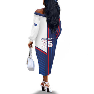 Custom Cape Verde Football Off The Shoulder Long Sleeve Dress Unique Style - African Pride