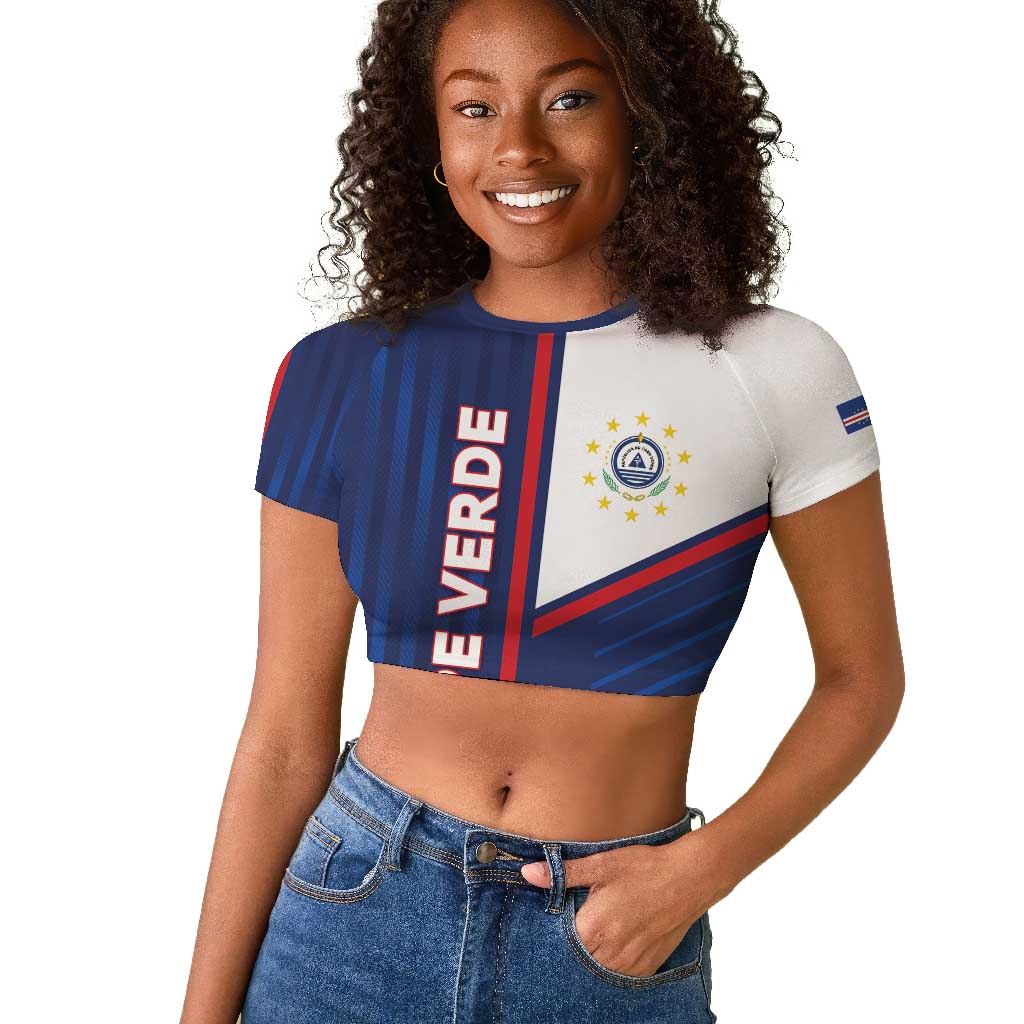 Custom Cape Verde Football Raglan Cropped T shirt Unique Style - African Pride